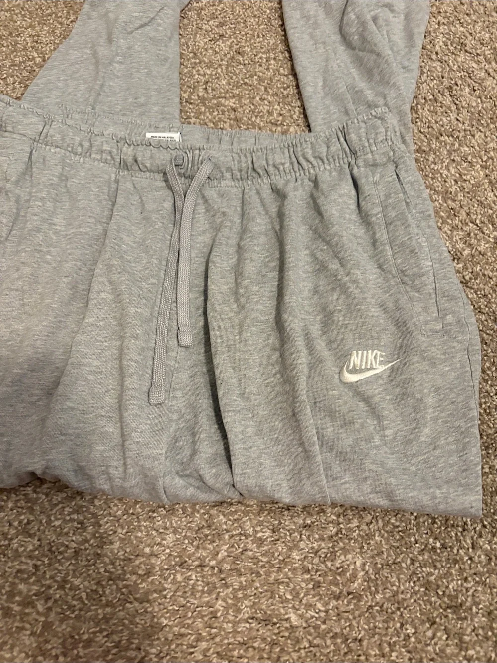 Nike Light Gray Jogger Sweatpants with White Swoosh